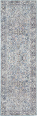 10' Gray Floral Power Loom Distressed Washable Runner Rug