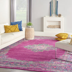 10' x 14' Blue Moroccan Power Loom Distressed Area Rug