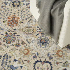 6' x 9' Green and Ivory Floral Power Loom Area Rug