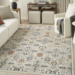 6' x 9' Green and Ivory Floral Power Loom Area Rug