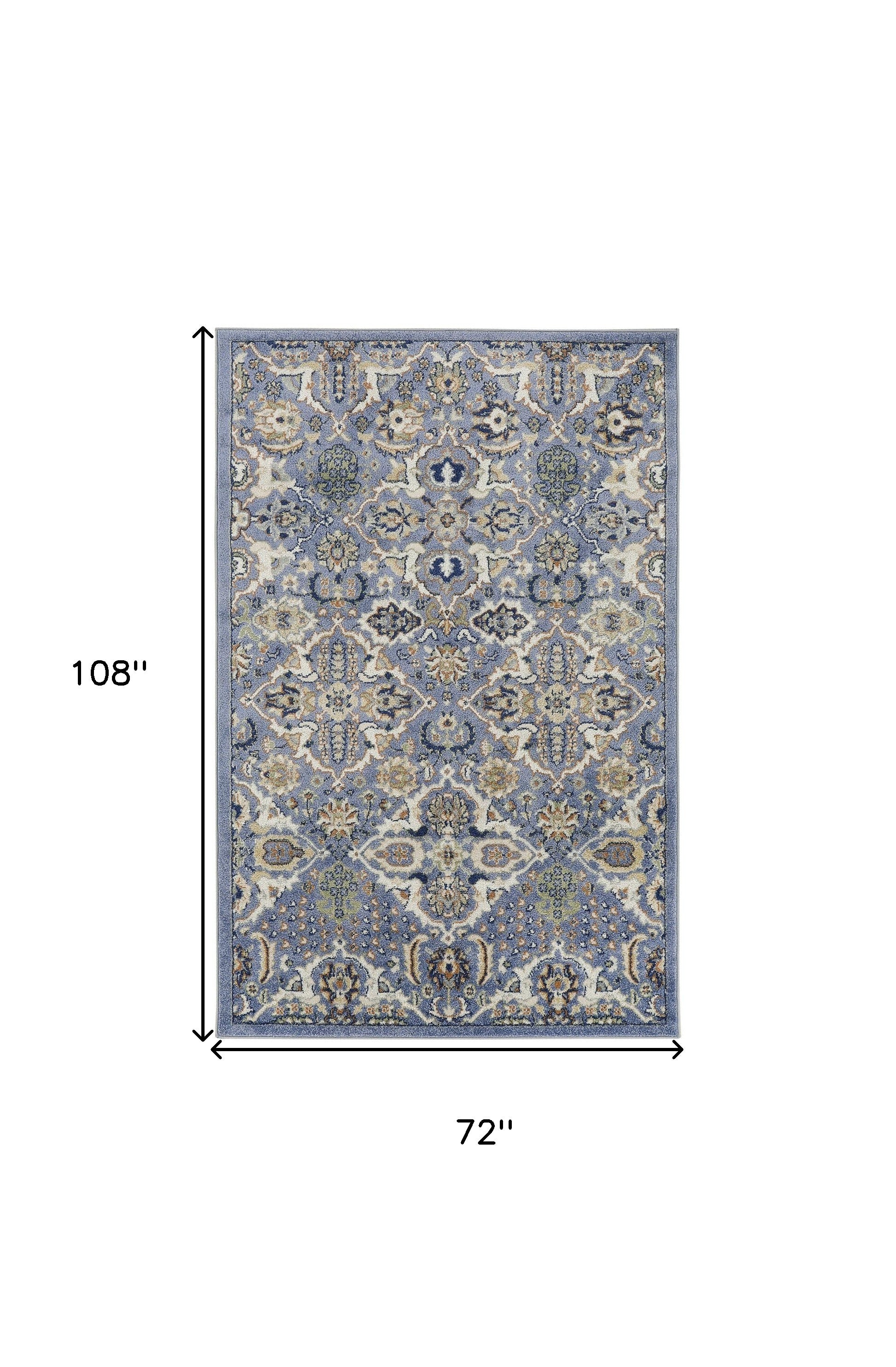 6' x 9' Green and Ivory Floral Power Loom Area Rug