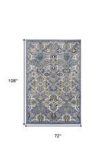6' x 9' Green and Ivory Floral Power Loom Area Rug
