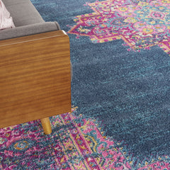10' x 14' Blue Moroccan Power Loom Distressed Area Rug