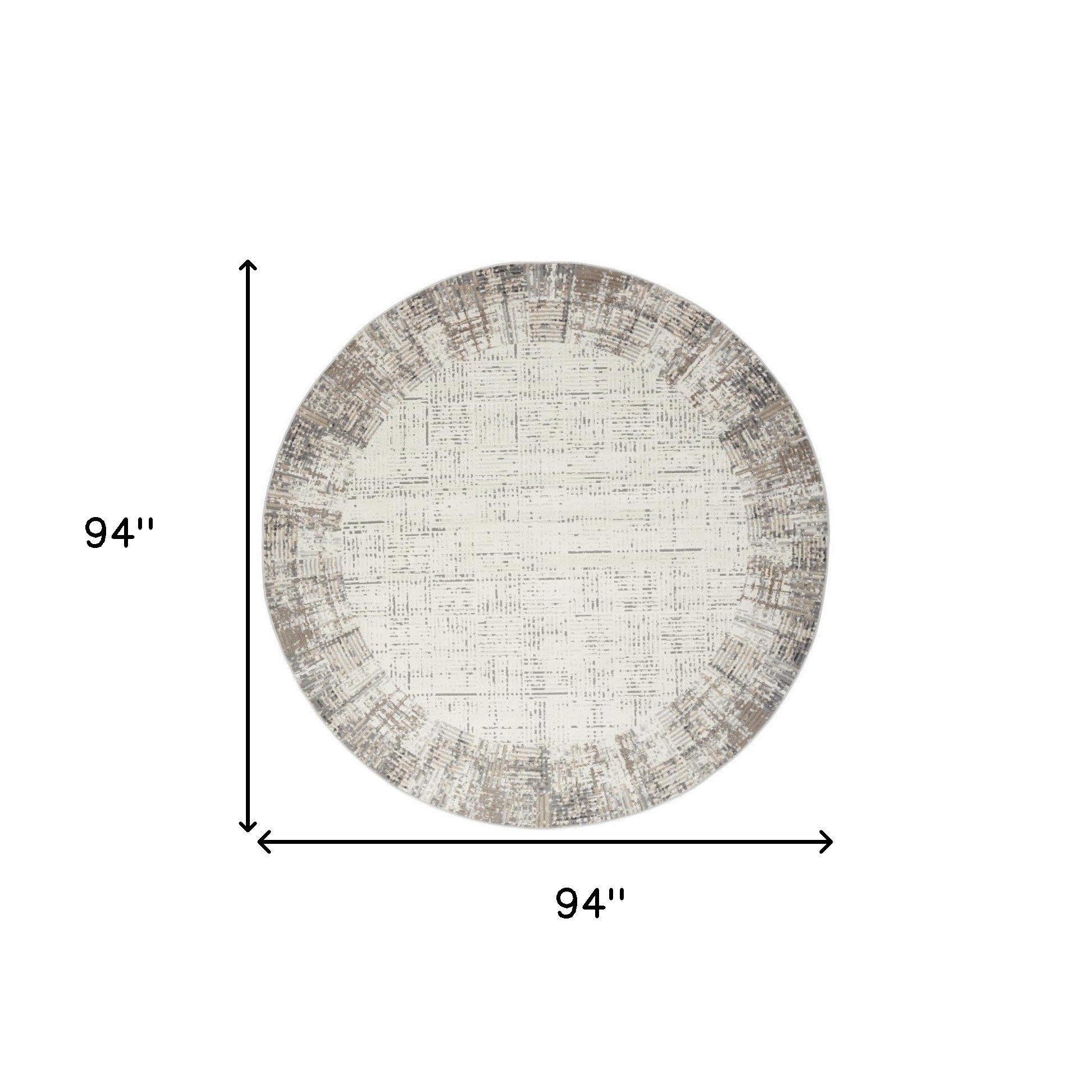 8' Ivory Round Abstract Power Loom Area Rug