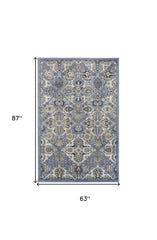 5' x 7' Green and Ivory Floral Power Loom Area Rug