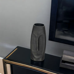 10" Gray Aluminum Faces Cylinder Table Vase