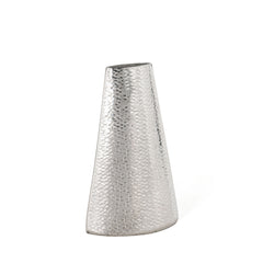 10" Silver Abstract Cylinder Cone Table Vase