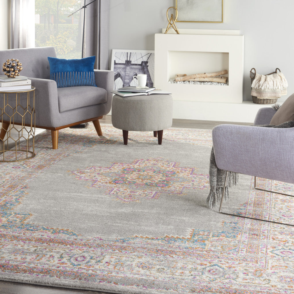 12' x 15' Blue Moroccan Power Loom Distressed Area Rug
