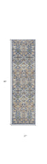 8' Green and Ivory Floral Power Loom Runner Rug