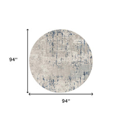 8' Blue and Gray Round Abstract Power Loom Area Rug