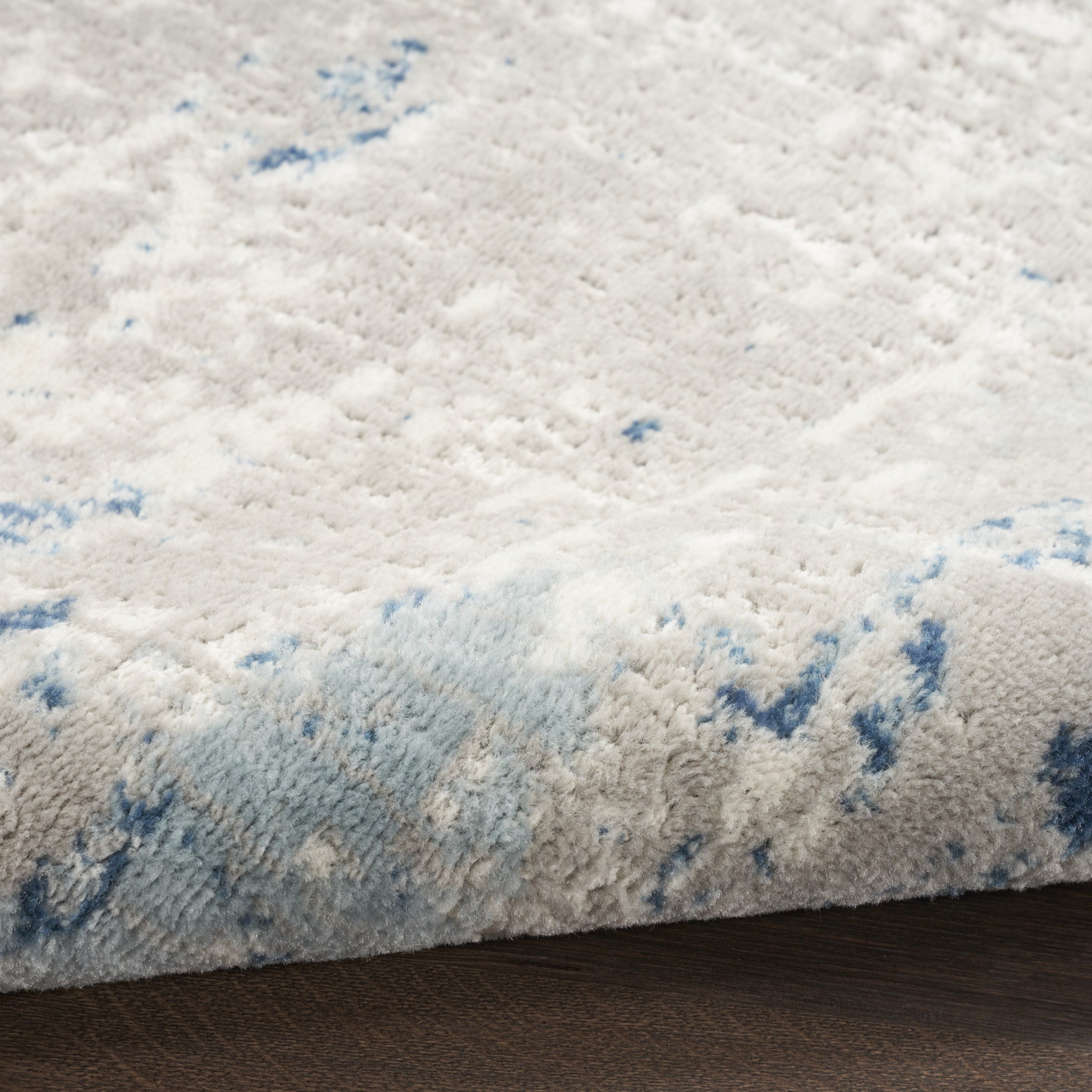 8' Blue and Gray Round Abstract Power Loom Area Rug