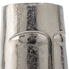 11" Silver Aluminum Faces Cylinder Table Vase