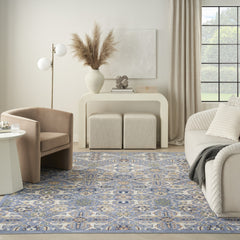 9' x 12' Green and Ivory Floral Power Loom Area Rug