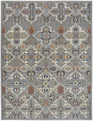 9' x 12' Green and Ivory Floral Power Loom Area Rug