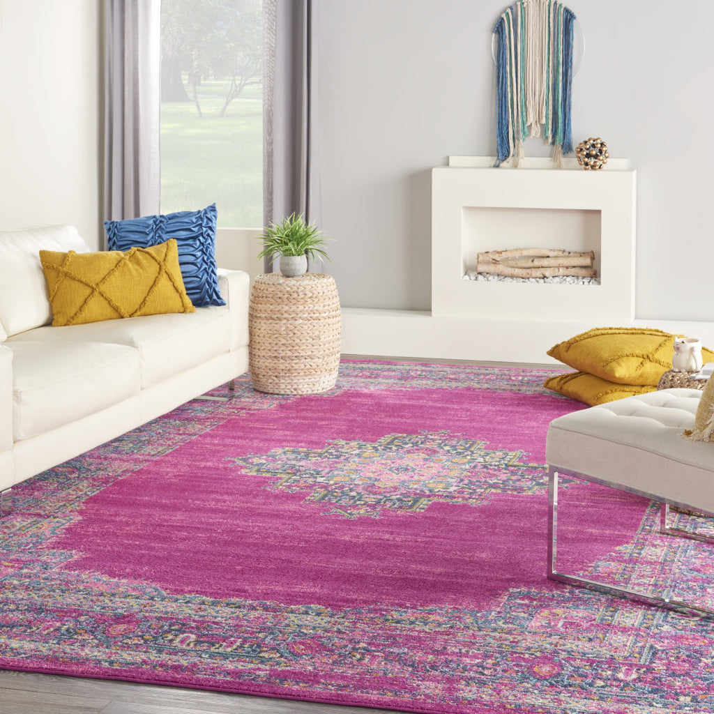 12' X 18' Blue Moroccan Power Loom Distressed Area Rug
