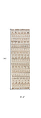 8' Natural and Ivory Southwestern Hand Woven Distressed Runner Rug with Fringe