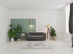 5' x 8' Gray and Gold Oriental Area Rug