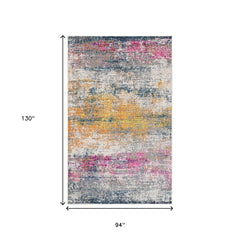 8' x 11' Pink and Orange Abstract Power Loom Area Rug