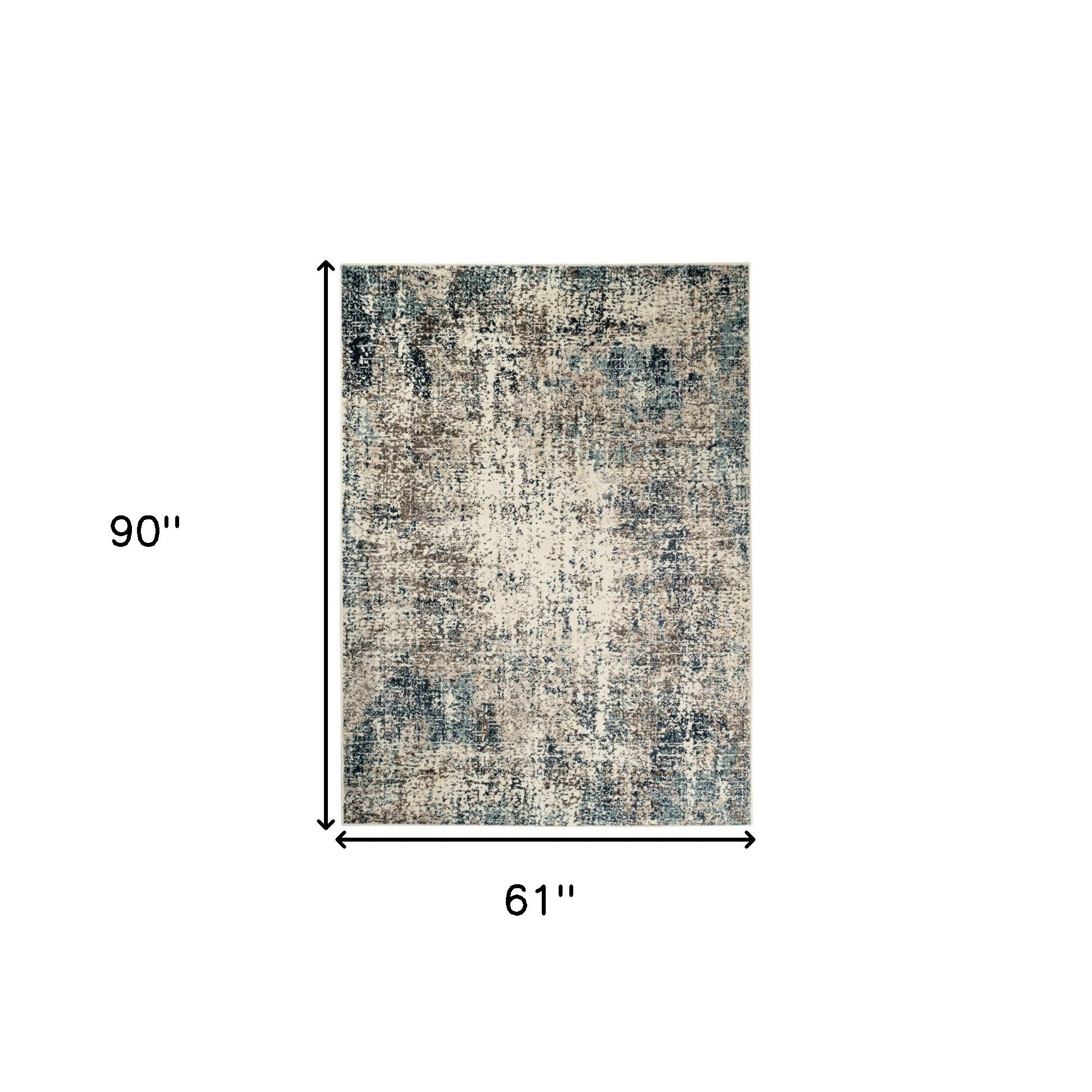 5' x 7' Blue Abstract Power Loom Area Rug