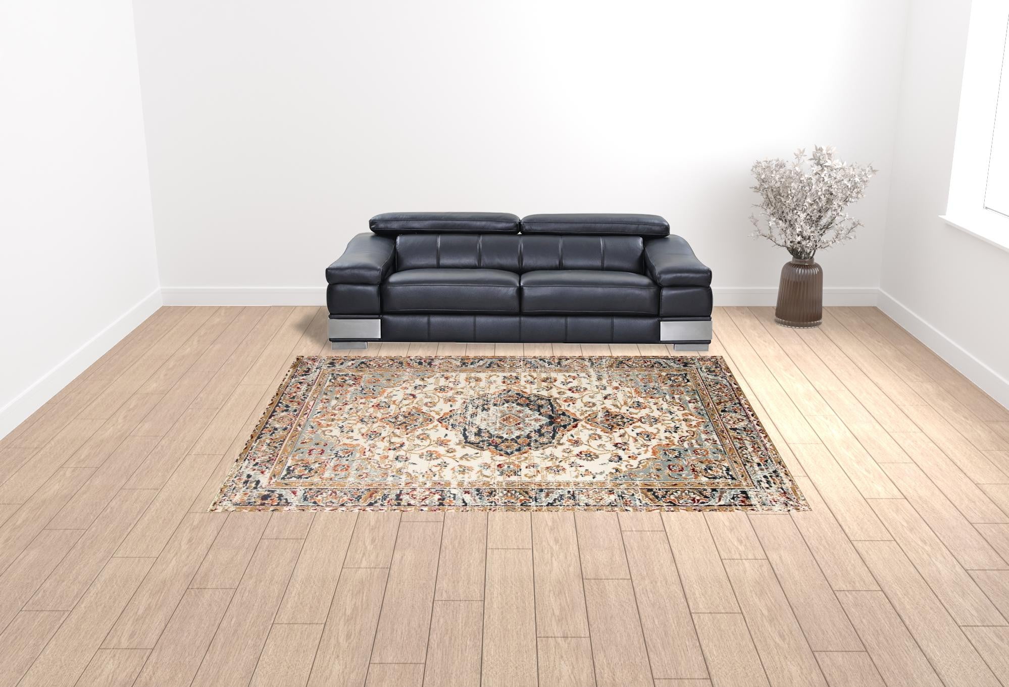 9' x 12' Ivory Medallion Power Loom Area Rug