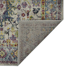 8' Gray Floral Power Loom Runner Rug
