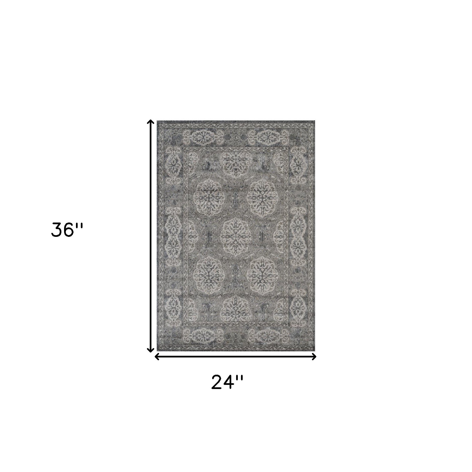 2' x 3' Brown Medallion Power Loom Area Rug