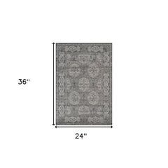 2' x 3' Brown Medallion Power Loom Area Rug