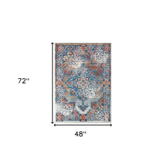 4' x 6' Orange Medallion Power Loom Area Rug