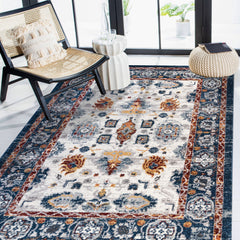 5' x 7' Blue Floral Power Loom Area Rug