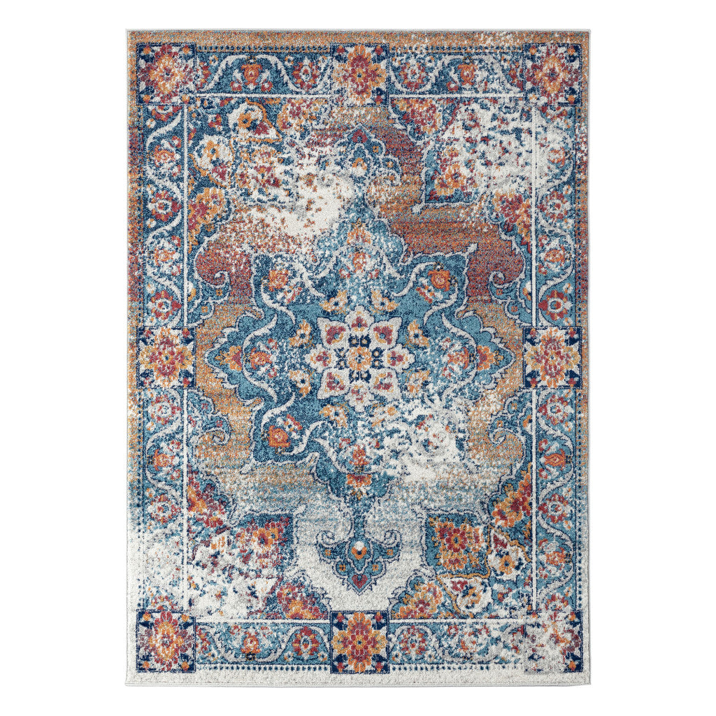 4' x 6' Orange Medallion Power Loom Area Rug