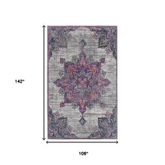 9' x 12' Pink Medallion Power Loom Area Rug
