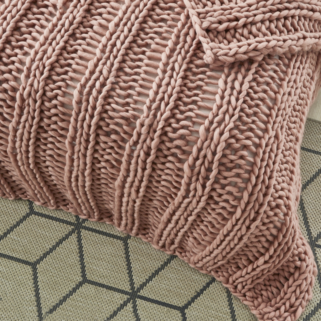 Blush Knitted Polyester Solid Color Throw Blanket