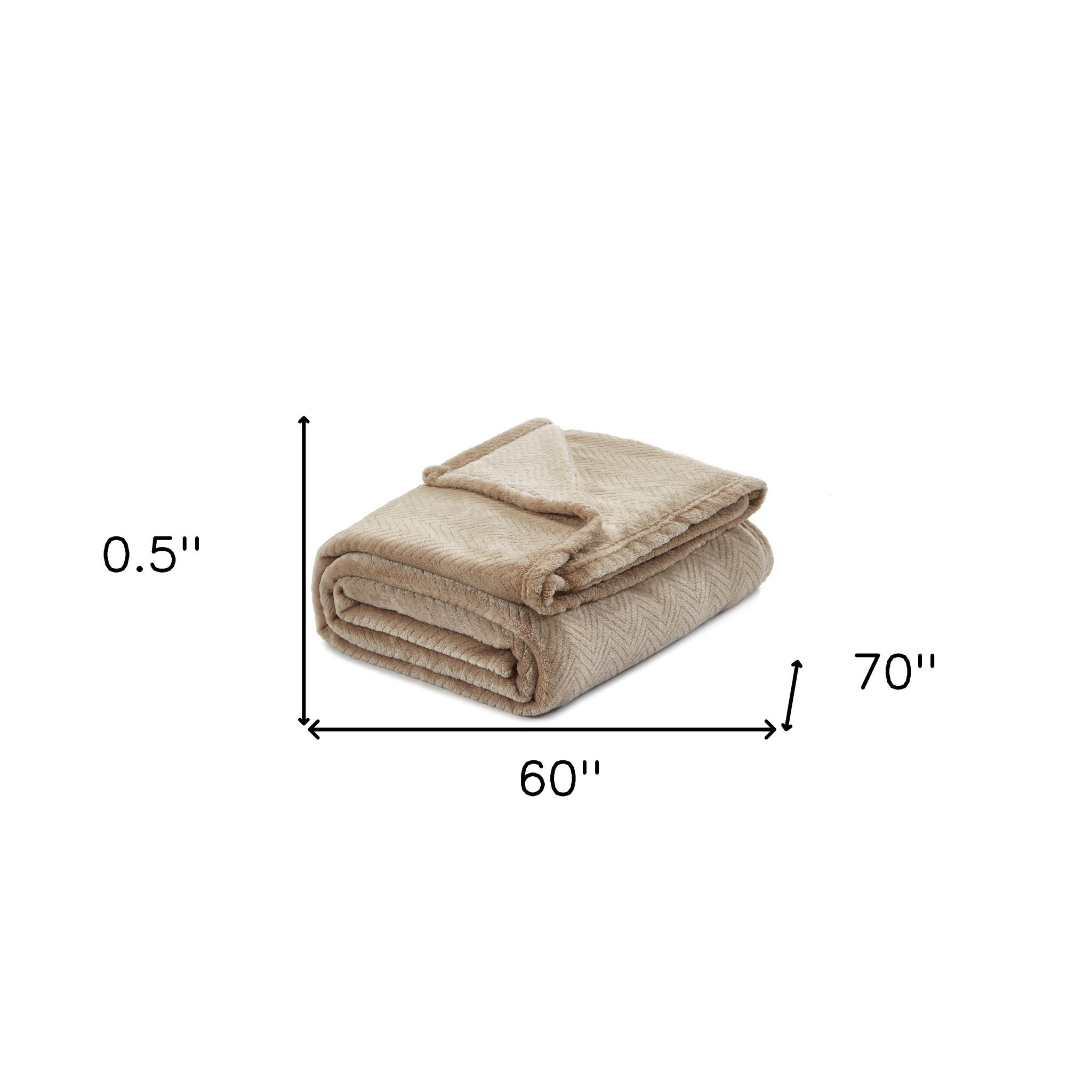 Taupe Knitted PolYester Solid Color Plush Throw Blanket