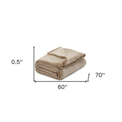 Taupe Knitted PolYester Solid Color Plush Throw Blanket