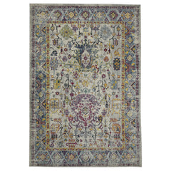 2' x 3' Gray Floral Power Loom Area Rug
