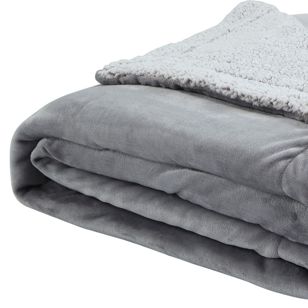 Light Gray Knitted PolYester Solid Color Plush Throw Blanket