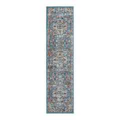 10' Blue Medallion Power Loom Runner Rug