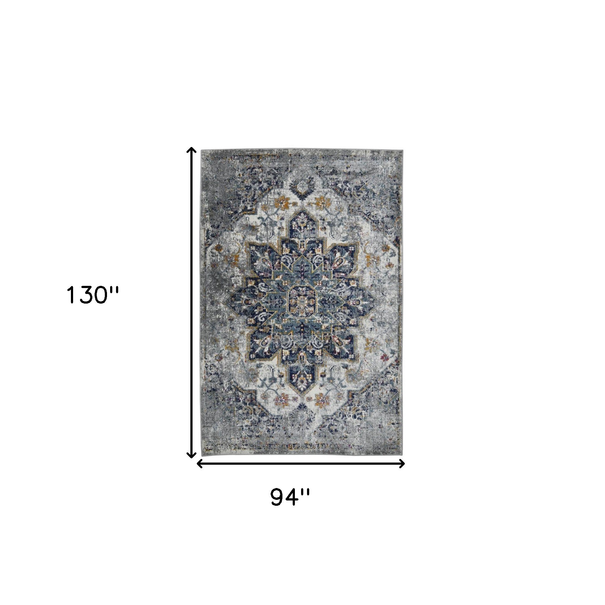 8' x 11' Gray Medallion Power Loom Area Rug