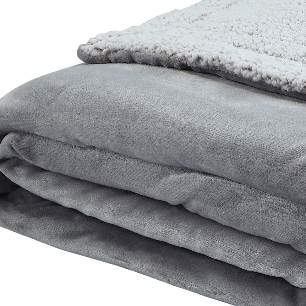 Light Gray Knitted PolYester Solid Color Plush Queen Blanket