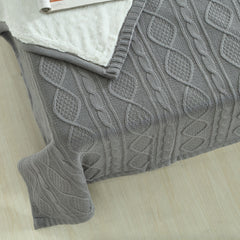 Light Gray Knitted Acrylic Solid Color Throw Blanket