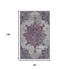 8' x 11' Pink Medallion Power Loom Area Rug