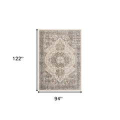 8' x 10' Beige Medallion Power Loom Area Rug