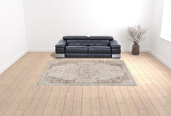 9' x 12' Cream Medallion Power Loom Area Rug