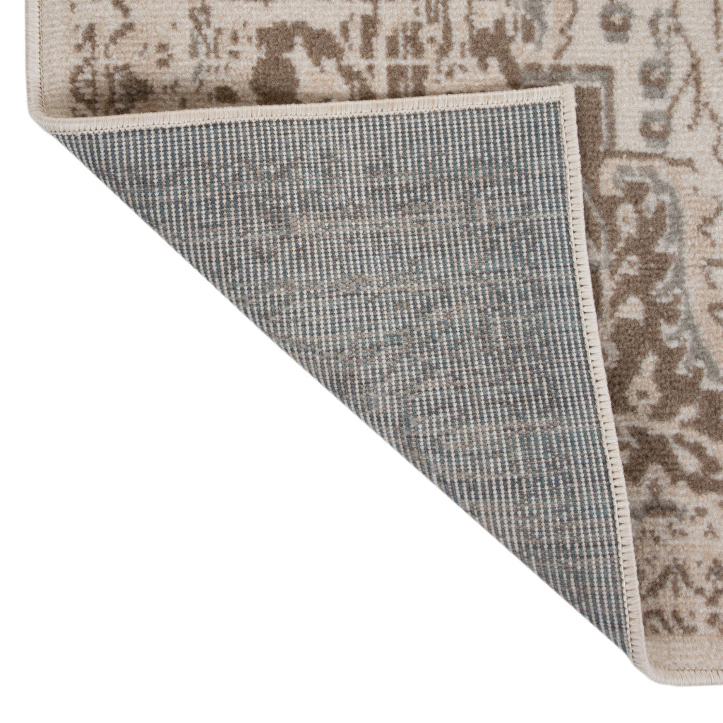 9' x 12' Cream Medallion Power Loom Area Rug