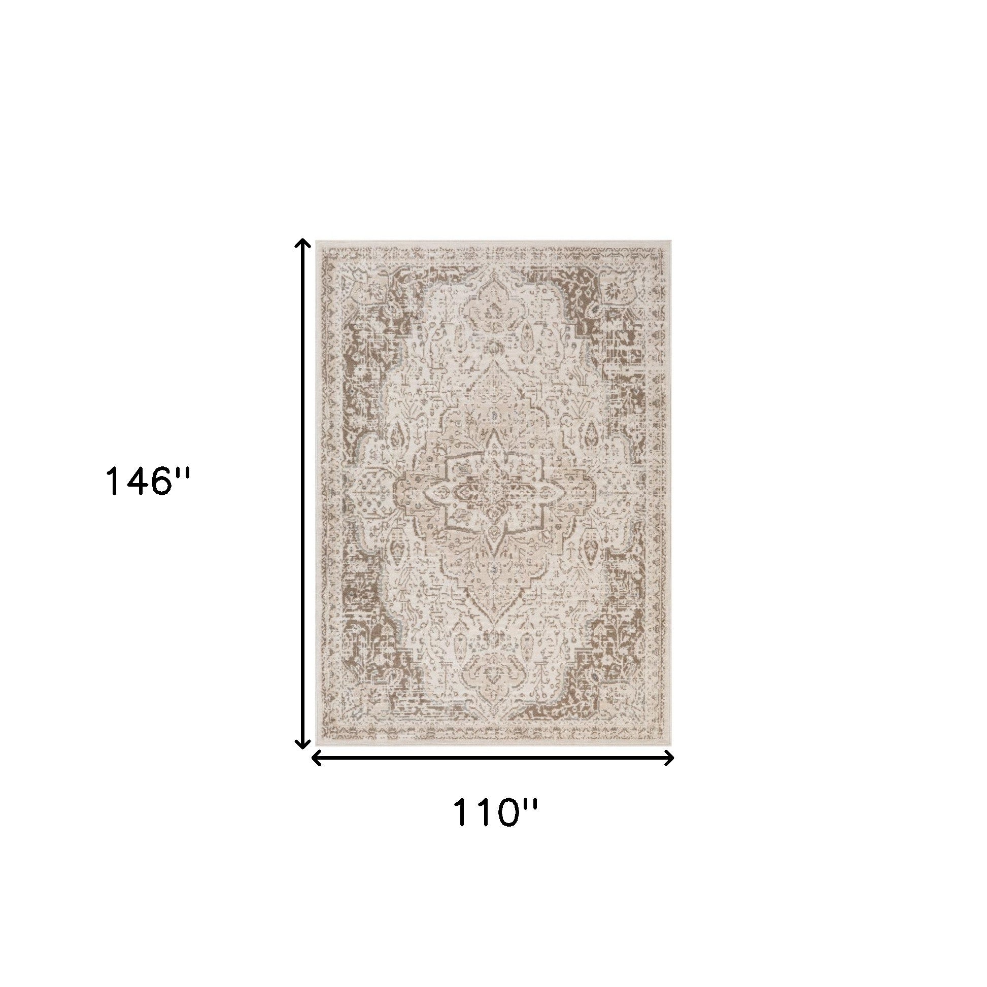 9' x 12' Cream Medallion Power Loom Area Rug