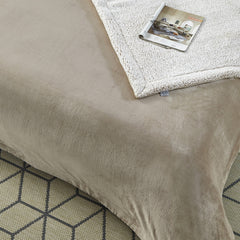 Taupe Knitted PolYester Solid Color Plush Throw Blanket