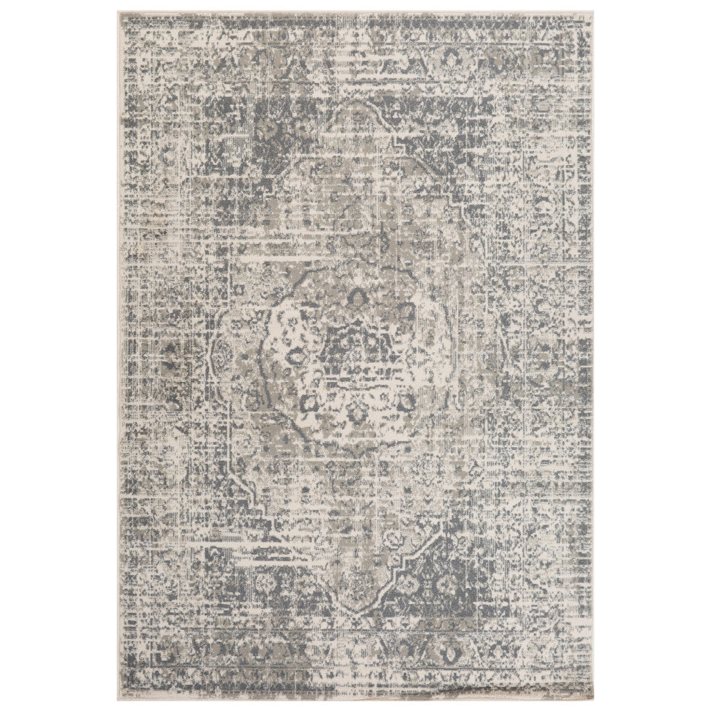 8' x 10' Gray Medallion Power Loom Area Rug