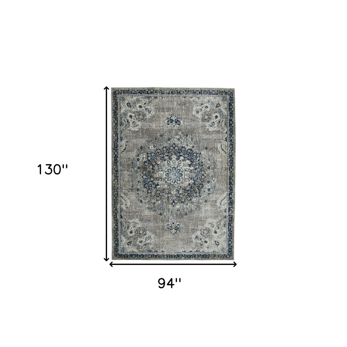 8' x 11' Teal Blue Medallion Power Loom Area Rug