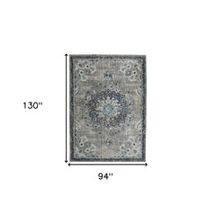 8' x 11' Teal Blue Medallion Power Loom Area Rug