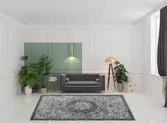 8' x 11' Teal Blue Medallion Power Loom Area Rug
